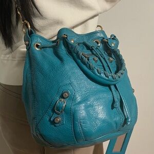 Balenciaga Teal Leather Handbag